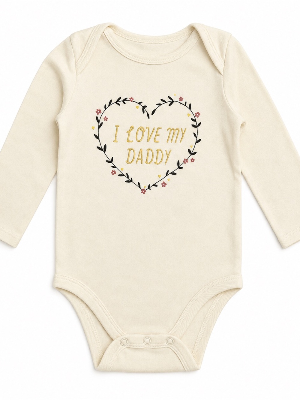 GAP Cream Long-Sleeve Bodysuit with Gold 'I Love My Daddy' Heart